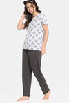 Rosaline Mickey & Donald Knit Cotton Pyjama Set - Anthra Melange — thumbnail 2
